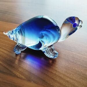 Blue Glass Turtle Figurine